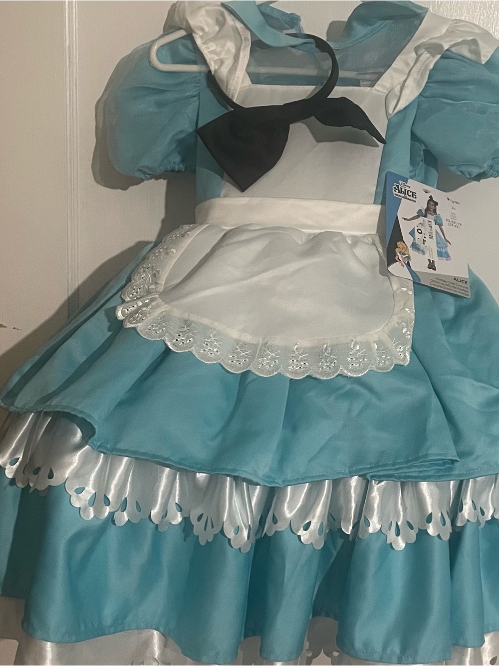 Disguise Blue and White Girls Alice-Inspired Dress with Black Bow
